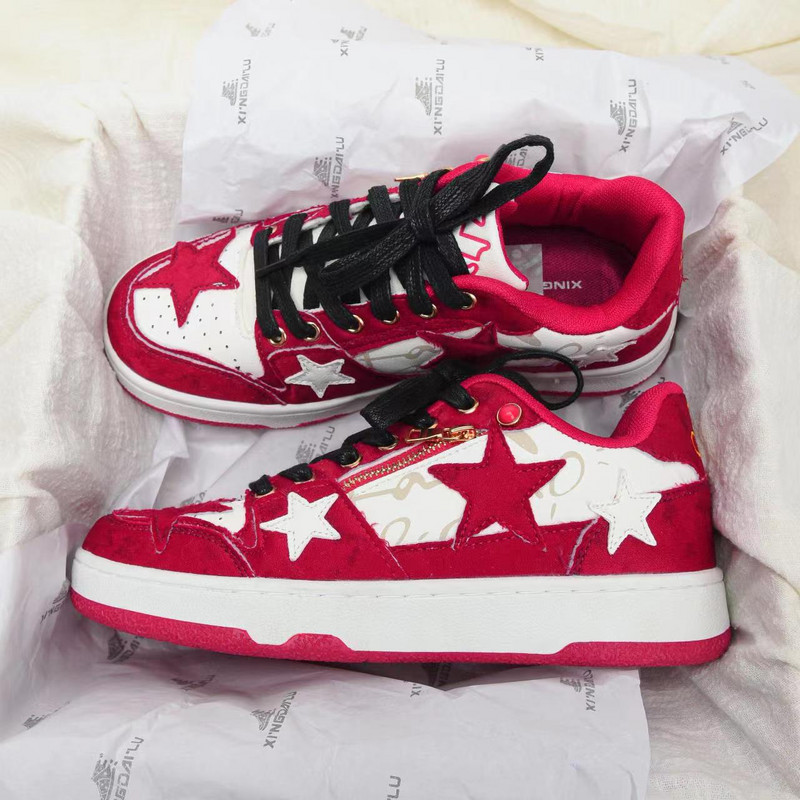 Y2K tenisice Studentski stil Ženske cipele Ženske vulkanizirane cipele Ležerne dizajnerske Red Star Ženske udobne tenisice na vezanje Ženske