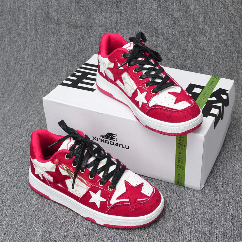 Y2K tenisice Studentski stil Ženske cipele Ženske vulkanizirane cipele Ležerne dizajnerske Red Star Ženske udobne tenisice na vezanje Ženske
