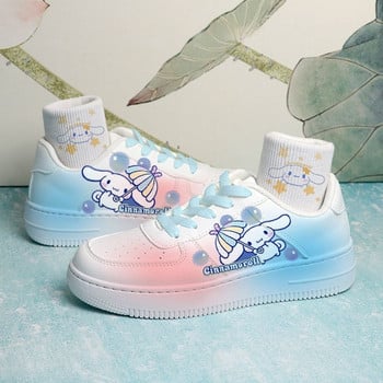 Sanrio Cinnamoroll Fade Vulcanized Shoes Anime Kawaii Skate Shoes Y2k Girl Cartoon Fashion Sneakers Women Soft Sole Flat Shoes