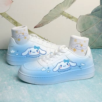 Sanrio Cinnamoroll Fade Vulcanized Shoes Anime Kawaii Skate Shoes Y2k Girl Cartoon Fashion Sneakers Women Soft Sole Flat Shoes