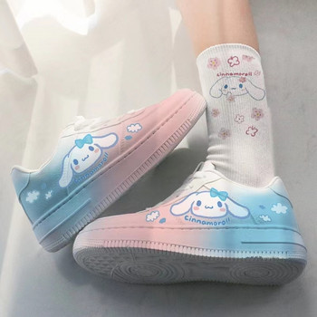 Sanrio Cinnamoroll Fade Vulcanized Shoes Anime Kawaii Skate Shoes Y2k Girl Cartoon Fashion Sneakers Women Soft Sole Flat Shoes