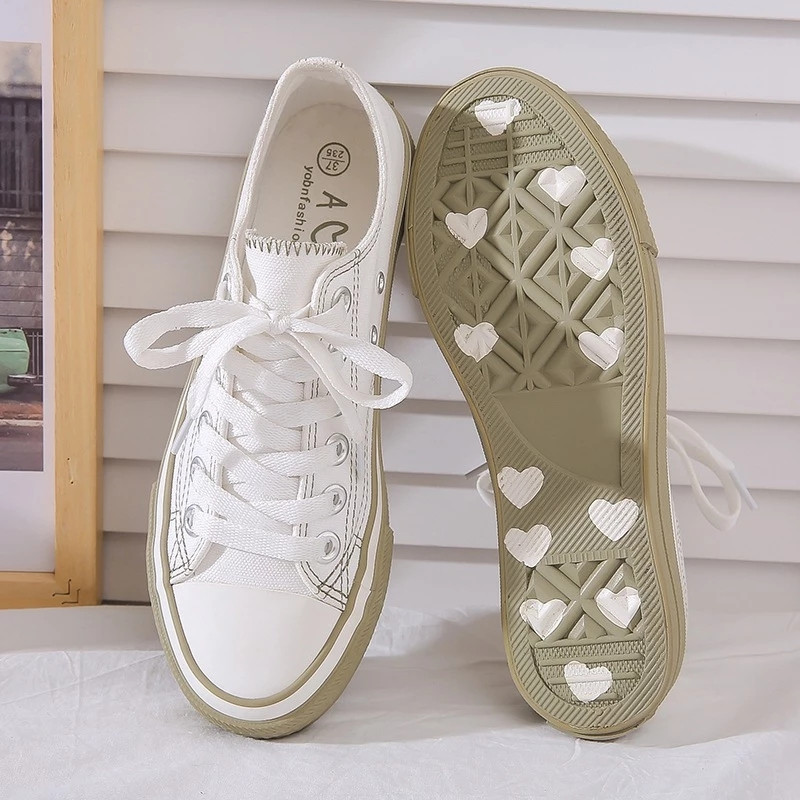 Λευκά γυναικεία καλοκαιρινά αθλητικά παπούτσια Γυναικεία casual παπούτσια Καμβάς Βουλκανιζέ Παπούτσια Flats Φοιτητικά παπούτσια υπέροχες εσπαντρίγιες τένις