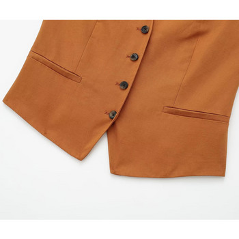 TRATRAF Πορτοκαλί αμάνικα γιλέκα για γυναίκες με κουμπιά Γυναικείο γιλέκο καλοκαιρινό κομμένο γυναικείο γιλέκο Streetwear Basics Γυναικείο γιλέκο