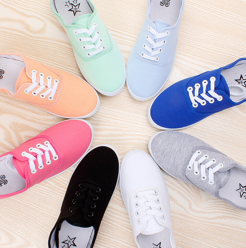 Pantofi de damă Pantofi de pânză Pantofi ocazionali cu șireturi Pantofi albi pentru femei Pantofi albi de culoare bomboană Pantofi respirabili Espadrile de damă