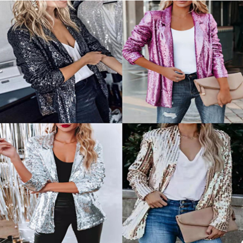 Towins QL013 jauna daudzkrāsaina vizulis ar garām piedurknēm temperamenta maza uzvalka jaka