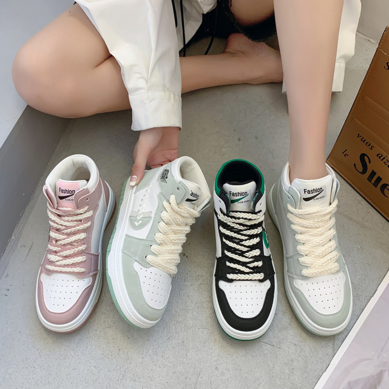 Proljeće 2023. Visoke cipele za dasku Novi stil Svestrane udobne cipele s okruglom glavom na vezanje i ravnim dnom, niske cipele za slobodno vrijeme.