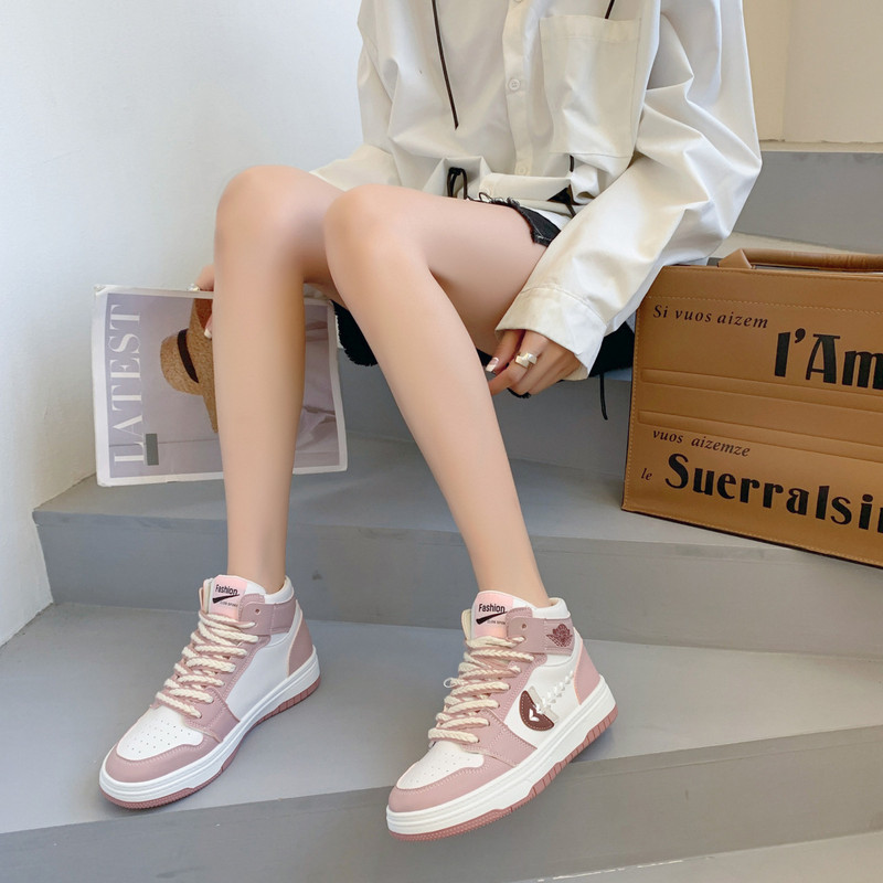 Proljeće 2023. Visoke cipele za dasku Novi stil Svestrane udobne cipele s okruglom glavom na vezanje i ravnim dnom, niske cipele za slobodno vrijeme.