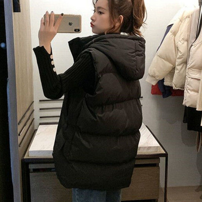 Γιλέκα με κουκούλα Γυναικεία γιλέκα Μινιμαλιστικά Χειμερινά χοντρά γλυκά, στερεά ιδιοσυγκρασία Παντός αγώνα Teens College High Street Ρούχα Kpop Trendy