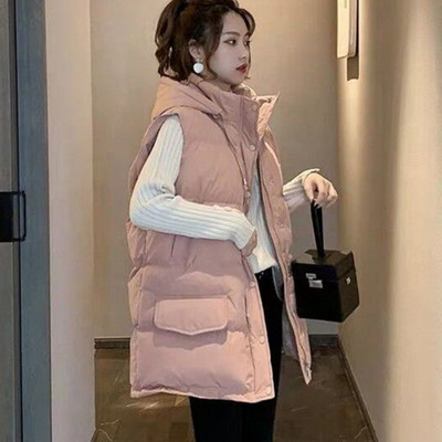 Γιλέκα με κουκούλα Γυναικεία γιλέκα Μινιμαλιστικά Χειμερινά χοντρά γλυκά, στερεά ιδιοσυγκρασία Παντός αγώνα Teens College High Street Ρούχα Kpop Trendy