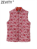 Zevity Moda pentru femei Totem cu două fețe cu imprimeu floral, vestă din bumbac matlasată, jachetă pentru femei, fără mâneci, cu nasturi, vestă Topuri CT5222