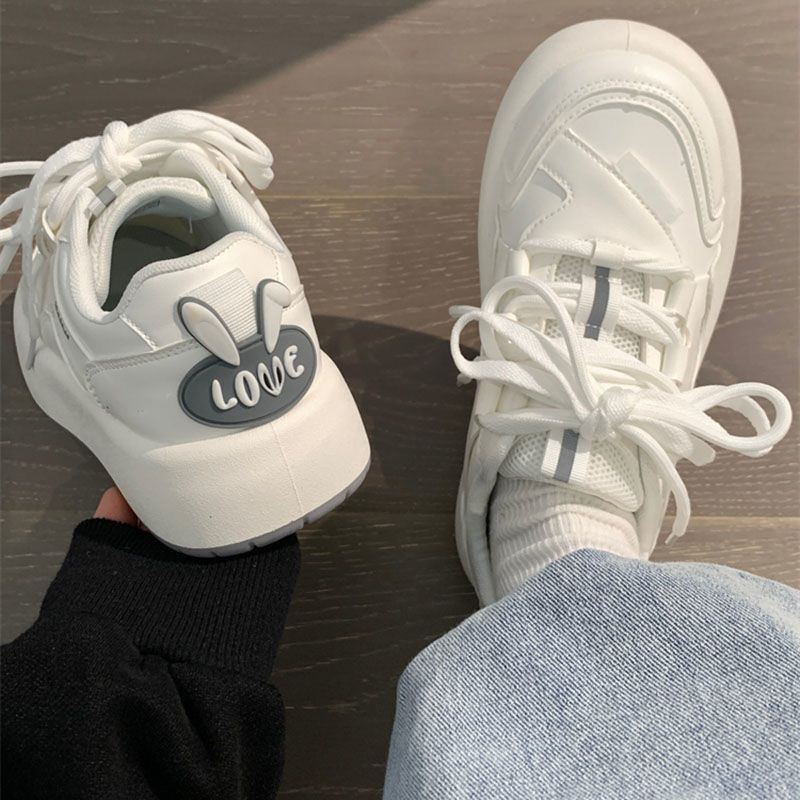 Kawaii Rabbit Ears Διακοσμητικά Λευκά Παπούτσια Κορεατικά Μόδα Αθλητικά Παπούτσια Άνοιξη 2023 Νέα φοιτητικά casual χαριτωμένα παπούτσια με πλατφόρμα