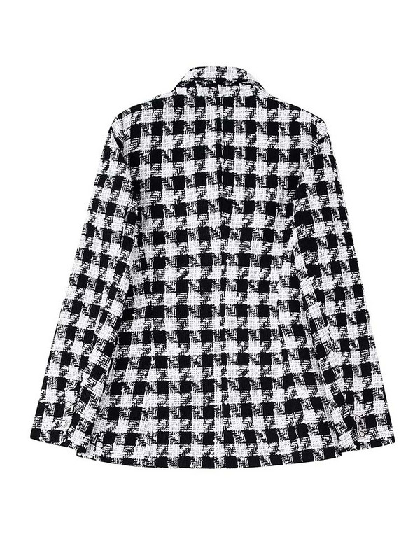 KLKXMYT TRAF Γυναικεία 2023 Νέα Μόδα Houndstooth Tweed Blazer Παλτό Vintage μακρυμάνικο casual γυναικείο πανωφόρι κομψό σακάκι