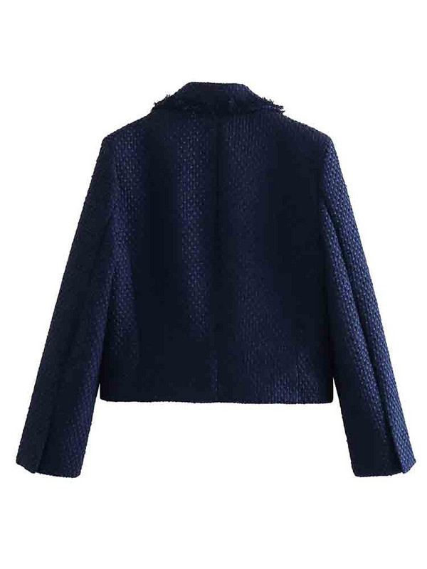 TRAF 2023 Tweed Blazer Γυναικείο σακάκι με ανάγλυφο γυναικείο σακάκι με διπλό στήθος Γυναικείο μακρυμάνικο μπλέιζερ με κουμπί για γυναίκες