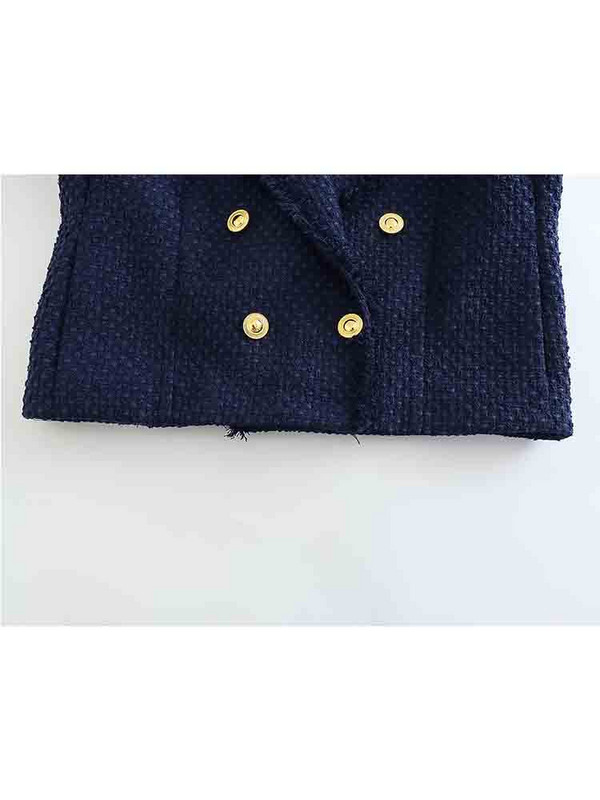 TRAF 2023 Tweed Blazer Γυναικείο σακάκι με ανάγλυφο γυναικείο σακάκι με διπλό στήθος Γυναικείο μακρυμάνικο μπλέιζερ με κουμπί για γυναίκες