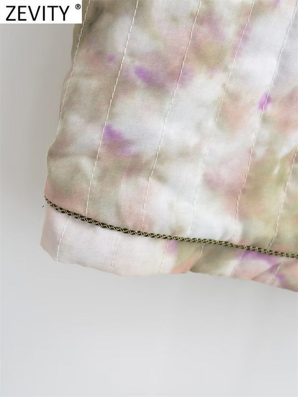 Zevity Γυναικεία Μόδα V λαιμόκοψη Βαφή φλοράλ στάμπα Βαμβακερό κοντό γιλέκο Μπουφάν γραφείο Γυναικείο αμάνικο δαντέλα γιλέκο Κομψά μπλουζάκια CT4770