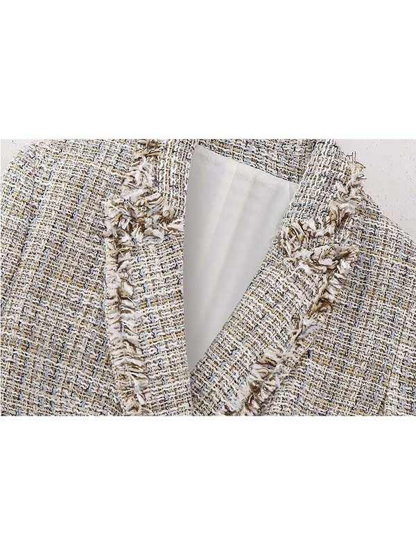 TRAF 2023 New Blazer Γυναικείο Παλτό Ανοιξιάτικο Μόδα Σακάκι Γυναικείο Σακάκι Vintage μακρυμάνικο διπλό κοντό κοστούμι