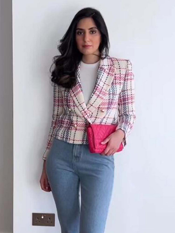 KLKXMYT TRAF Blazers Ženska jakna 2023. Modni skraćeni blejzer kaput od tvida dugih rukava s dvostrukim kopčanjem Novo u gornjoj odjeći