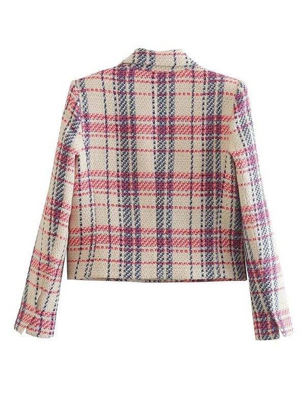 KLKXMYT TRAF Blazers Ženska jakna 2023. Modni skraćeni blejzer kaput od tvida dugih rukava s dvostrukim kopčanjem Novo u gornjoj odjeći