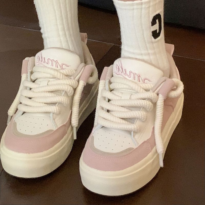 Pantofi roz Pantofi cu platformă de modă coreeană pentru femei Sport, casual, vintage, drăguț, vulcanizat, Kawaii, Lolita, Harajuku, designer