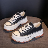 Γυναικεία παπούτσια 2023 Μόδα Μονόχρωμα Γυναικεία Βουλκανιζέ Παπούτσια Υπαίθρια Αθλητικά Παπούτσια Γυναικεία Lace Up Casual Sneakers πλατφόρμας