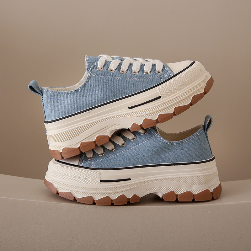 Γυναικεία παπούτσια 2023 Μόδα Μονόχρωμα Γυναικεία Βουλκανιζέ Παπούτσια Υπαίθρια Αθλητικά Παπούτσια Γυναικεία Lace Up Casual Sneakers πλατφόρμας