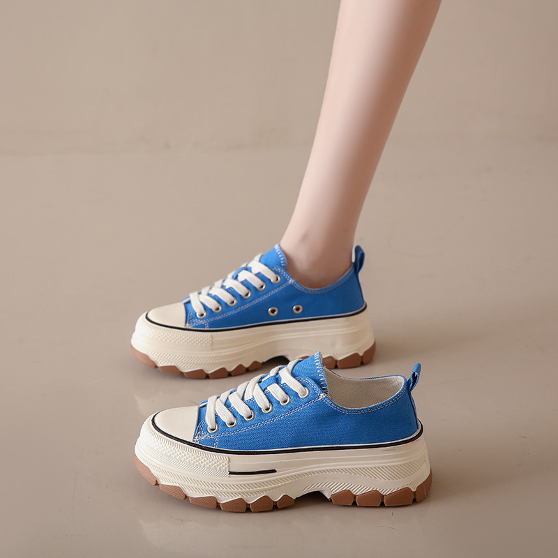 Γυναικεία παπούτσια 2023 Μόδα Μονόχρωμα Γυναικεία Βουλκανιζέ Παπούτσια Υπαίθρια Αθλητικά Παπούτσια Γυναικεία Lace Up Casual Sneakers πλατφόρμας