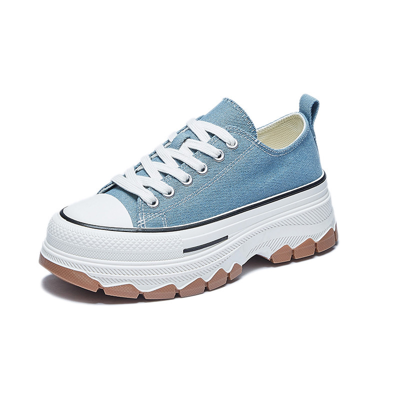 Γυναικεία παπούτσια 2023 Μόδα Μονόχρωμα Γυναικεία Βουλκανιζέ Παπούτσια Υπαίθρια Αθλητικά Παπούτσια Γυναικεία Lace Up Casual Sneakers πλατφόρμας