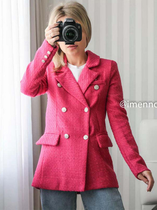 Klkxmyt Traf Νέο γυναικείο μπουφάν Φθινοπωρινό μακρυμάνικο διπλό μάλλινο ζιβάγκο Γυναικείο παλτό Vintage μπλουζάκι γραφείου