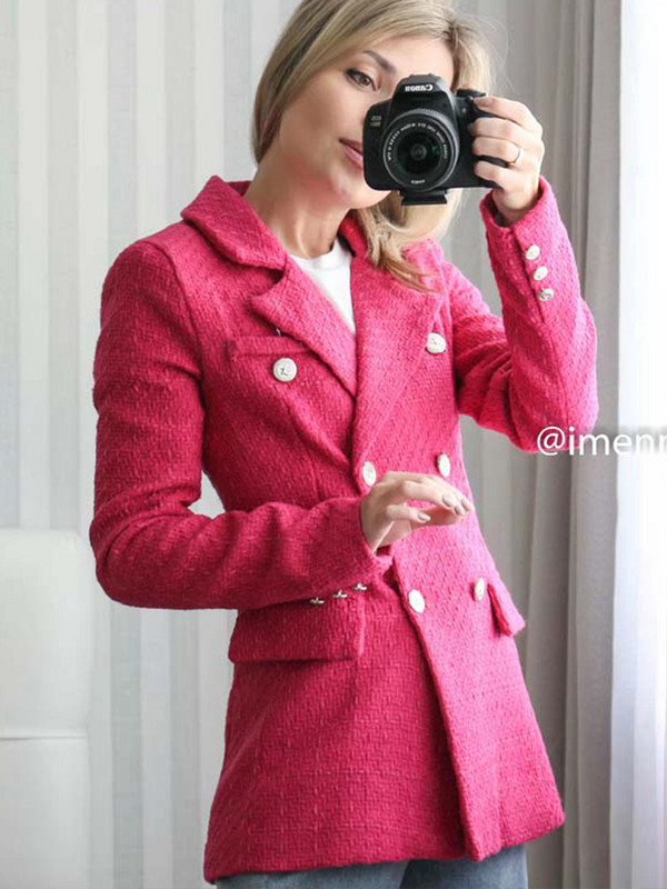 Klkxmyt Traf Νέο γυναικείο μπουφάν Φθινοπωρινό μακρυμάνικο διπλό μάλλινο ζιβάγκο Γυναικείο παλτό Vintage μπλουζάκι γραφείου