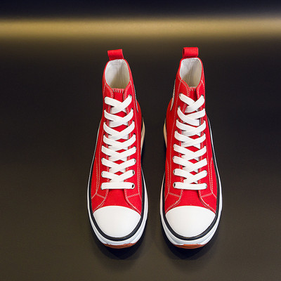 2022 Γυναικεία παπούτσια με κορδόνια με κορδόνια για κορίτσια με κορδόνια φθινοπώρου casual, λευκά παπούτσια καμβά Μόδας ψηλά τοπ Plus size παπούτσια για γυναίκες