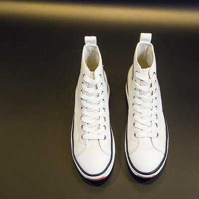 2022 Γυναικεία παπούτσια με κορδόνια με κορδόνια για κορίτσια με κορδόνια φθινοπώρου casual, λευκά παπούτσια καμβά Μόδας ψηλά τοπ Plus size παπούτσια για γυναίκες