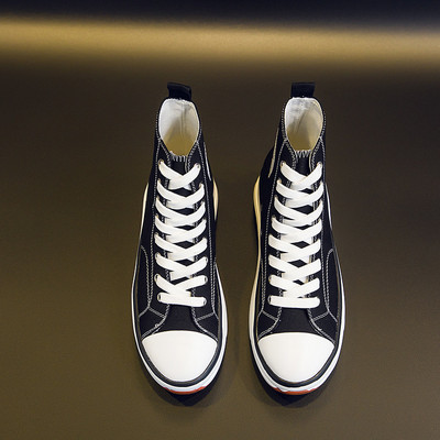 2022 Γυναικεία παπούτσια με κορδόνια με κορδόνια για κορίτσια με κορδόνια φθινοπώρου casual, λευκά παπούτσια καμβά Μόδας ψηλά τοπ Plus size παπούτσια για γυναίκες