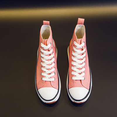 2022 Γυναικεία παπούτσια με κορδόνια με κορδόνια για κορίτσια με κορδόνια φθινοπώρου casual, λευκά παπούτσια καμβά Μόδας ψηλά τοπ Plus size παπούτσια για γυναίκες