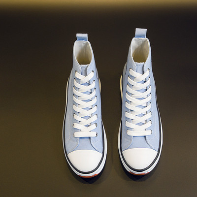 2022 Γυναικεία παπούτσια με κορδόνια με κορδόνια για κορίτσια με κορδόνια φθινοπώρου casual, λευκά παπούτσια καμβά Μόδας ψηλά τοπ Plus size παπούτσια για γυναίκες