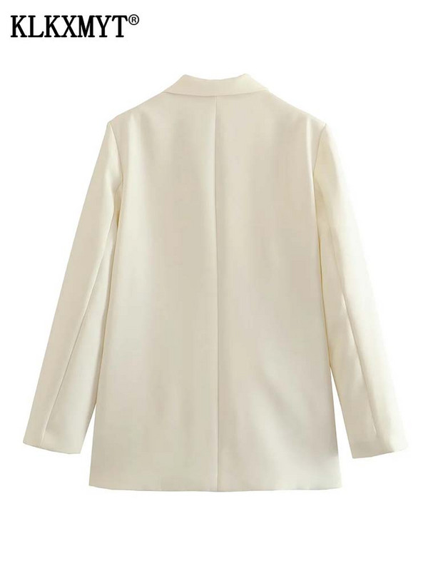 TRAF Off White Blazers Γυναικεία 2023 Fashion Hollow Κομψό μακρυμάνικο μπλέιζερ Γυναικείο μακρυμάνικο top Vintage φαρδύ σακάκι Streetwear