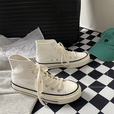 Unisex kõrged naiste lõuendjalatsid Meeste vabaaja sörkimisjalatsid Tudengite Vulcanize kingad Nööritavad naiste tossud Zapatos De Mujeres