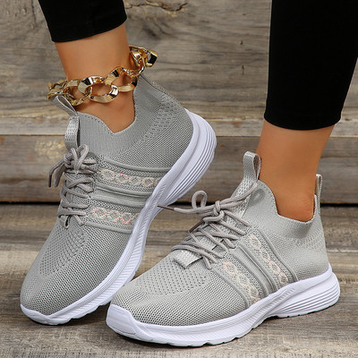 Ženske pletene prozračne tenisice Lagane neklizajuće sportske tenisice za žene Jesen 2023 Ležerne cipele Zapatillas Mujer