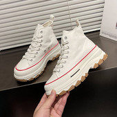 Γυναικεία παπούτσια καμβά ψηλά παπούτσια Vulcanize με κορδόνια casual αθλητικά παπούτσια με αυξανόμενο ύψος σε ύψος για κορίτσια Γυναικεία παπούτσια στον αστράγαλο AD-27