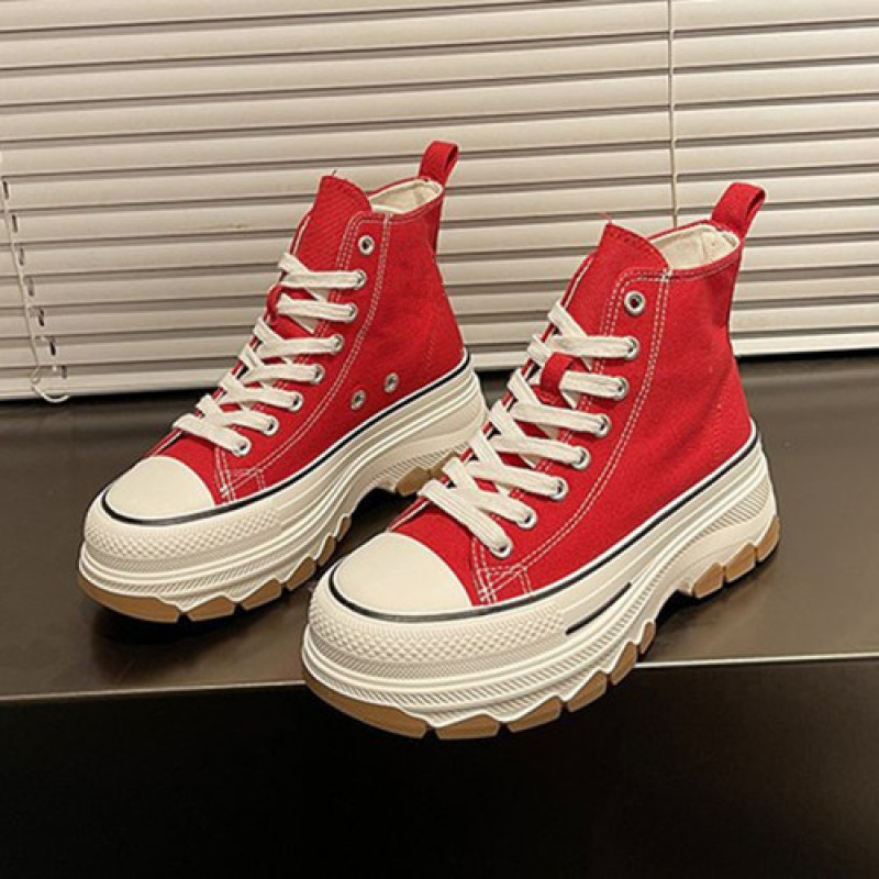 Γυναικεία παπούτσια καμβά ψηλά παπούτσια Vulcanize με κορδόνια casual αθλητικά παπούτσια με αυξανόμενο ύψος σε ύψος για κορίτσια Γυναικεία παπούτσια στον αστράγαλο AD-27