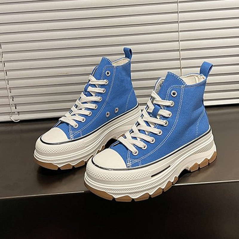 Γυναικεία παπούτσια καμβά ψηλά παπούτσια Vulcanize με κορδόνια casual αθλητικά παπούτσια με αυξανόμενο ύψος σε ύψος για κορίτσια Γυναικεία παπούτσια στον αστράγαλο AD-27