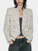 TRAF naiste tekstuuriga kaherealine bleisermantel 2023. aasta vintage pikkade varrukatega sälkudega topid Naiste šikid kontorinaiste ülerõivad