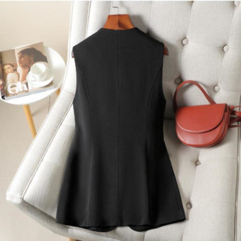 2023 Νέο γυναικείο γιλέκο μπουφάν μόδας αμάνικα κουμπιά Γιλέκα σακάκι Παλτό Κορεατικό γραφείο Lady Femme γιλέκο μπλούζες Plus Size