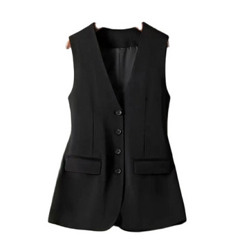 2023 Νέο γυναικείο γιλέκο μπουφάν μόδας αμάνικα κουμπιά Γιλέκα σακάκι Παλτό Κορεατικό γραφείο Lady Femme γιλέκο μπλούζες Plus Size