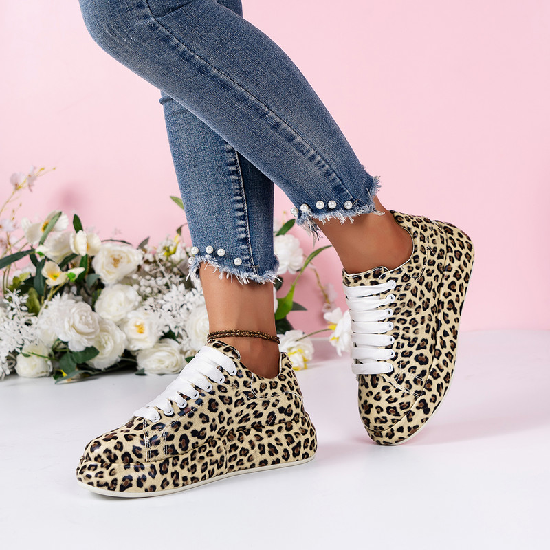 Pantofi de tenis pentru femei, cu leopard, de primăvară, toamnă, pantofi sport respirabili, pentru doamne, mers, alergare, pantofi casual, pantofi pentru femei