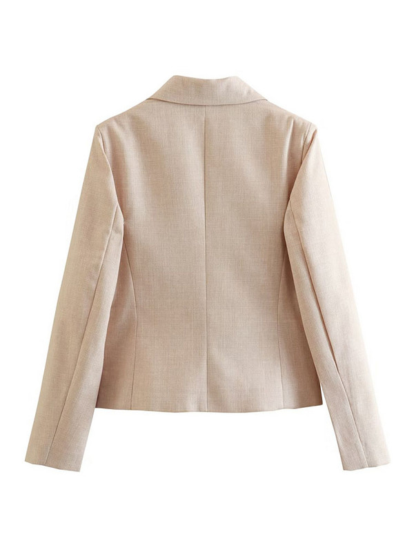 TRAF Απλό Γυναικείο παλτό μονόχρωμο ζιβάγκο 2023 Office Lady Κομψό μακρυμάνικο μπουφάν με διπλό στήθος Μόδα μπλούζες με εγκοπές