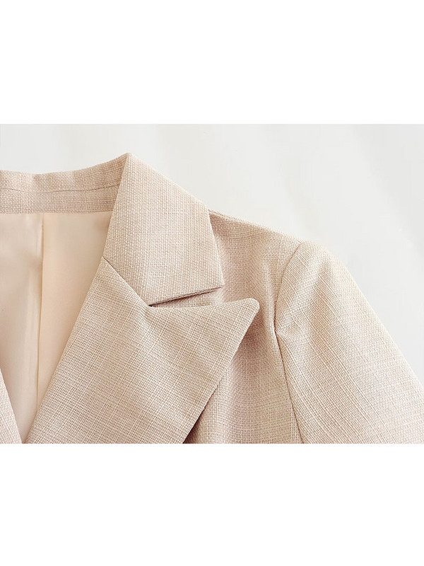 TRAF Απλό Γυναικείο παλτό μονόχρωμο ζιβάγκο 2023 Office Lady Κομψό μακρυμάνικο μπουφάν με διπλό στήθος Μόδα μπλούζες με εγκοπές