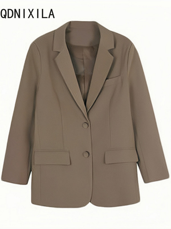Blazer elegant kaki pentru femei 2023, haine noi pentru exterior, toamnă, moda coreeană, sacouri mici, pentru femei, ocazional, cu mânecă lungă.