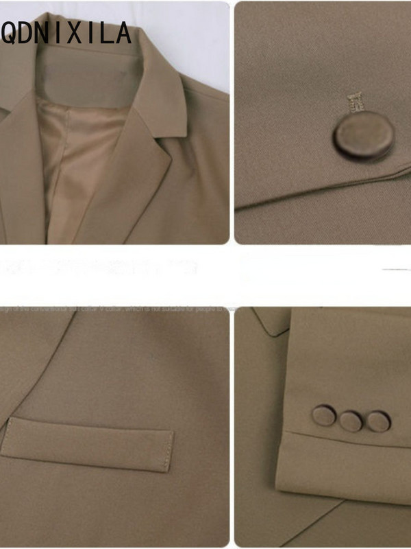 Blazer elegant kaki pentru femei 2023, haine noi pentru exterior, toamnă, moda coreeană, sacouri mici, pentru femei, ocazional, cu mânecă lungă.