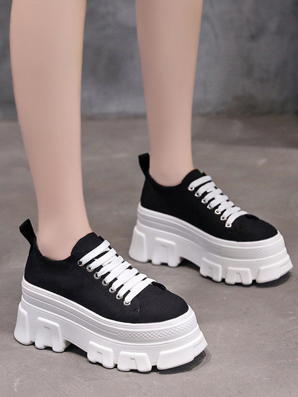 Λευκή πλατφόρμα Γυναικεία παπούτσια Vulcanize Ανελκυστήρας Καμβά Παπούτσια Zapatillas Mujer Αύξηση ύψους Παπούτσια Casual Sneakers Γυναικεία