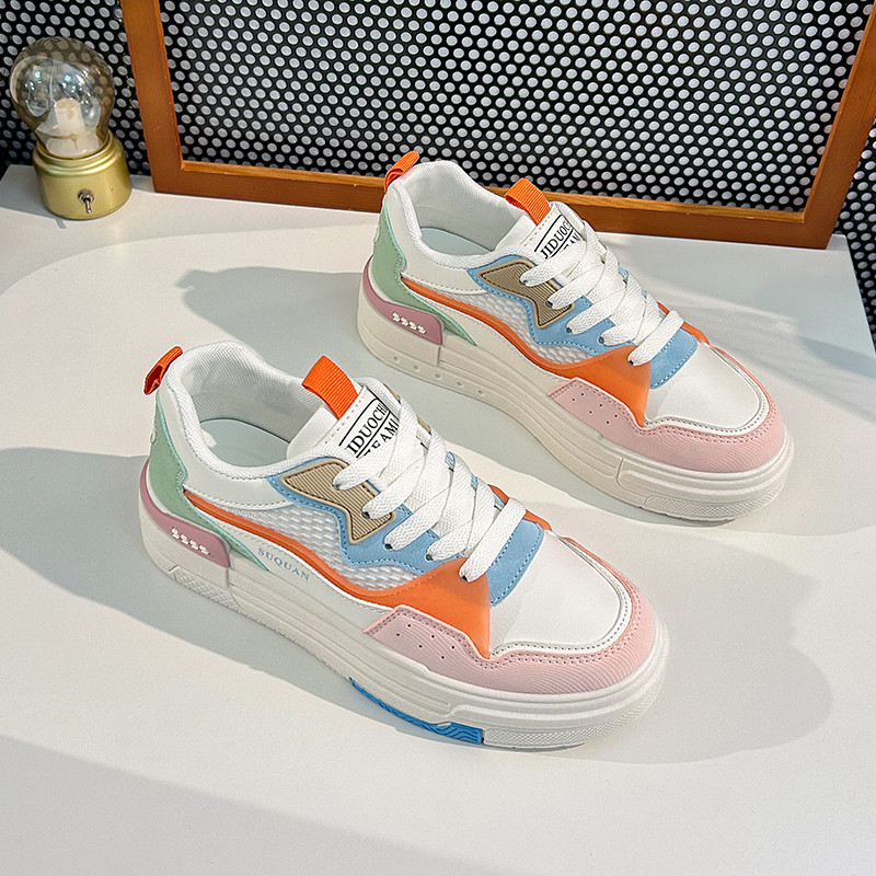 Nova korejska verzija Svestrane studentske cipele s debelim potplatom Ružičaste ležerne prozračne ženske cipele Zapatos De Mujer